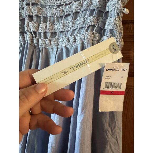 O'Neill KINLEY Light Blue Crochet Bodice beach vacation Mini Junior's Dress XS - Picture 3 of 9
